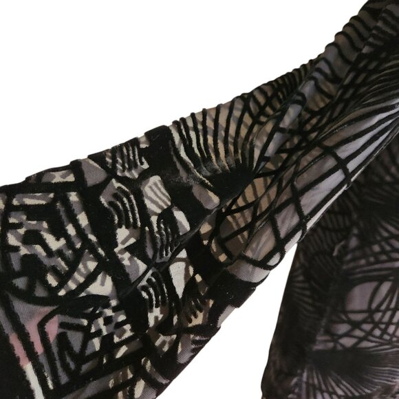 NWT Max Studio Graziella Velvet Burnout Silk Blend Black Dress Petite XSP - Picture 7 of 10